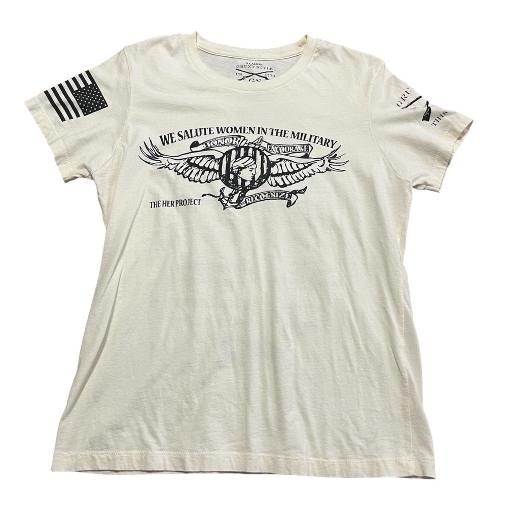 Grunt Style Women in Military Bike Week 2014 Shirt Size XL American Flag Biker